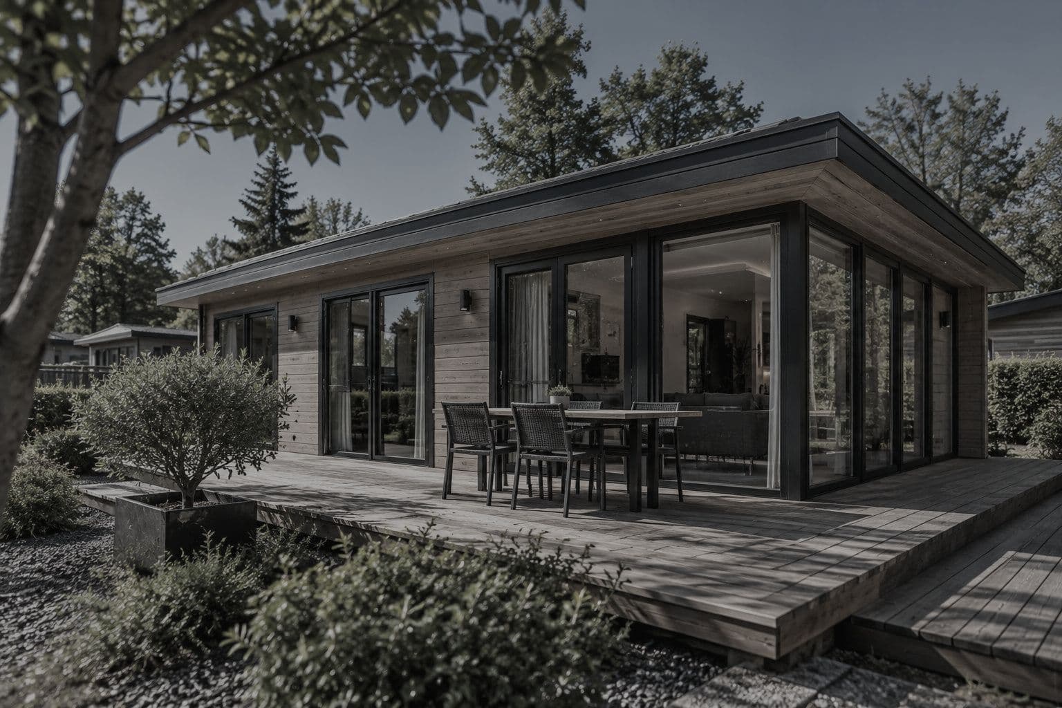 Stijlimpressie van een modern chalet (voor)